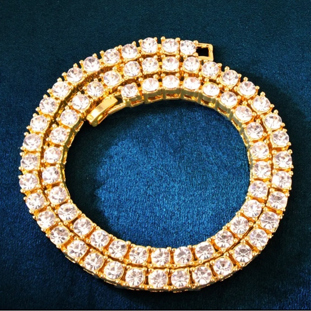 Gold Tennis Chain 5mm One Row Necklace